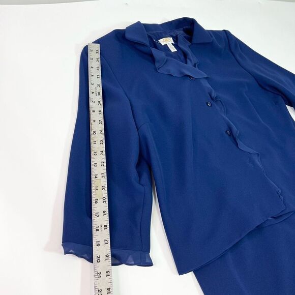 Talbots Two Piece Outfit Women's 18 Blue Top & Skirt Ruffles Matching Set - Picture 4 of 11